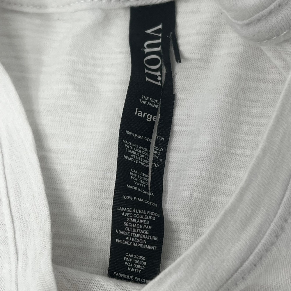 Vuori Sunset Tank Top White 100% Pima Cotton Slub Muscle Tee Large VW177 - Picture 5 of 6